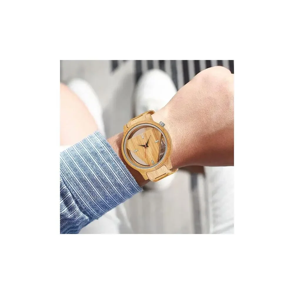 Tiong Brand Wooden Watches Mens with Handmade Colorful Bamboo Wood Watch Analog